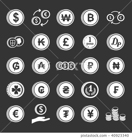 Coin icon set grey vector Coin icon set grey vector 40923340