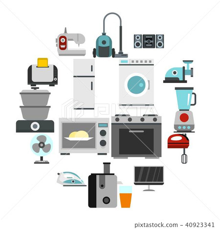 Household appliance icons set, flat style Household appliance icons set, flat style 40923341