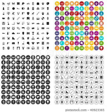 100 favorite activity icons set vector variant 40923365