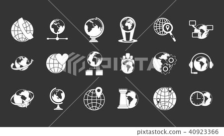 Globe icon set grey vector 40923366
