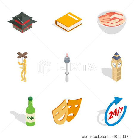 Hearty meal icons set, isometric style Hearty meal icons set, isometric style 40923374