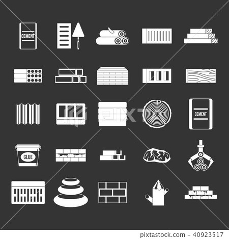 Construction materials icon set grey vector 40923517