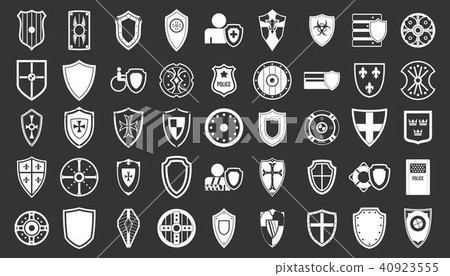 Shield icon set grey vector 40923555