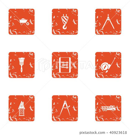 Repair in a row icons set, grunge style 40923618