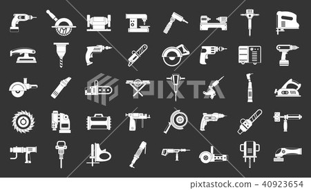 Electric tools icon set grey vector 40923654