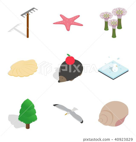 Wildlife preservation icons set, isometric style Wildlife preservation icons set, isometric style 40923829