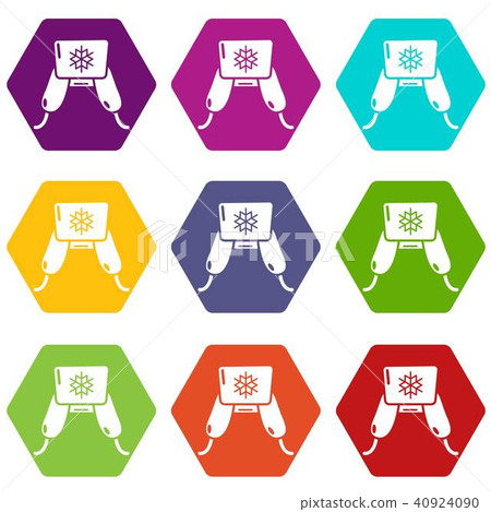 Hat with ear flaps icons set 9 vector Hat with ear flaps icons set 9 vector 40924090