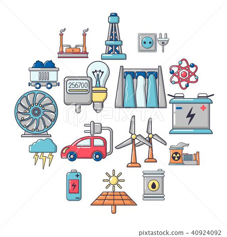 Energy sources icons set, cartoon style Energy sources icons set, cartoon style 40924092