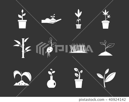 Plant icon set grey vector 40924142