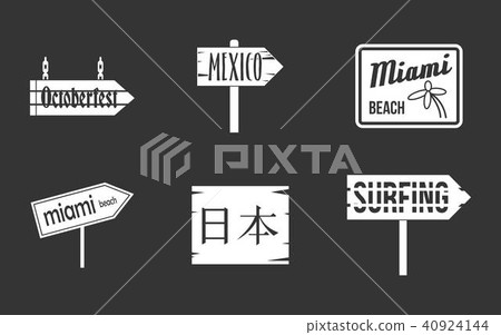 Welcome board icon set grey vector 40924144