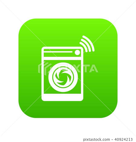 Washing machine icon green vector 40924213
