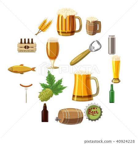 Beer icons set, cartoon style 40924228