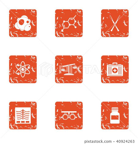 Bioadditive icons set, grunge style 40924263