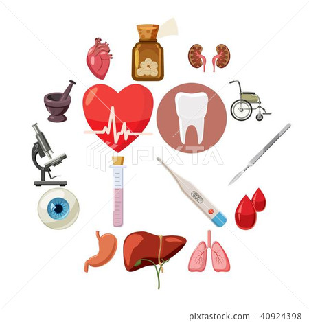 Medical icons set, cartoon style 40924398