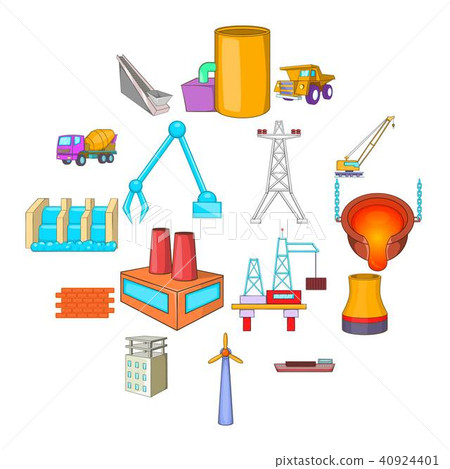 Industry icons set, cartoon style Industry icons set, cartoon style 40924401