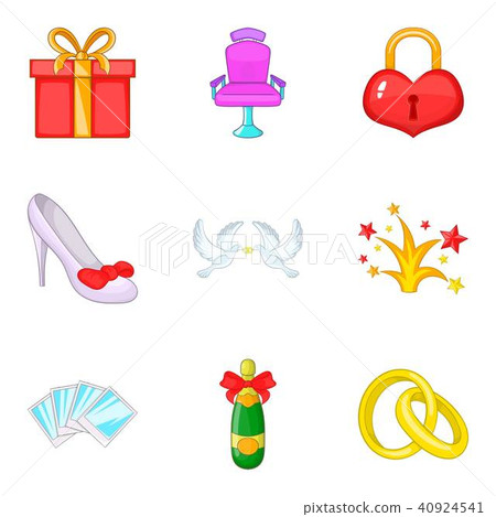 Big love icons set, cartoon style 40924541