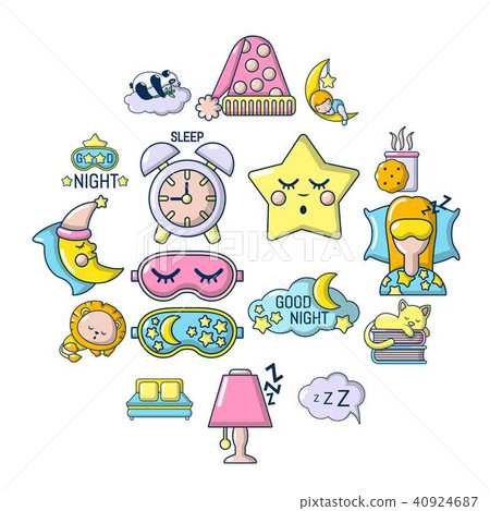 Sleeping icons set, cartoon style Sleeping icons set, cartoon style 40924687