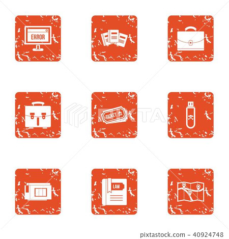 Wrong way icons set, grunge style 40924748