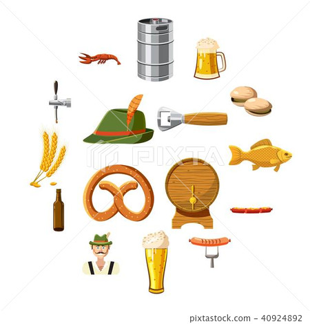 Oktoberfest icons set in cartoon style 40924892