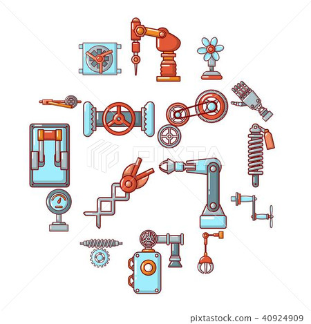 Technical mechanisms icons set, cartoon style Technical mechanisms icons set, cartoon style 40924909