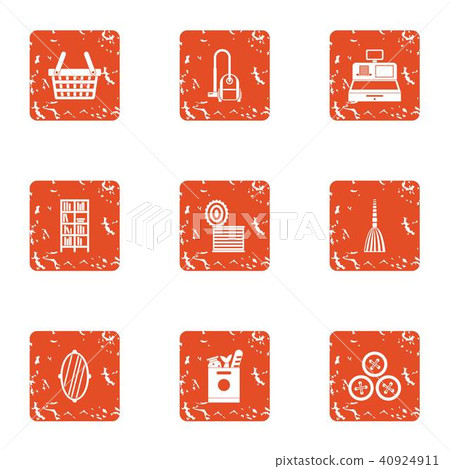 Kitchen shop icons set, grunge style Kitchen shop icons set, grunge style 40924911