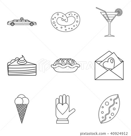 Falling in love icons set, outline style 40924912