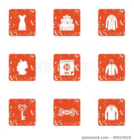 Wedding dress icons set, grunge style Wedding dress icons set, grunge style 40924928