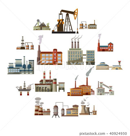 Factory icons set, cartoon style Factory icons set, cartoon style 40924930