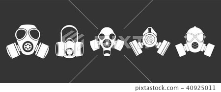 Gas mask icon set grey vector 40925011