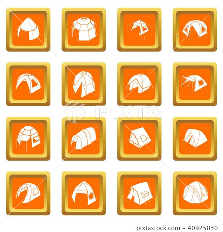 Tent forms icons set orange square vector Tent forms icons set orange square vector 40925030
