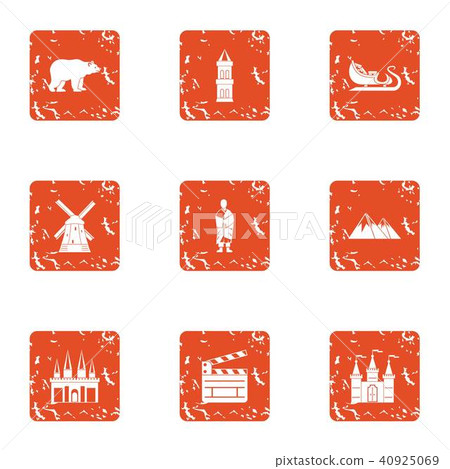 Film decoration icons set, grunge style Film decoration icons set, grunge style 40925069