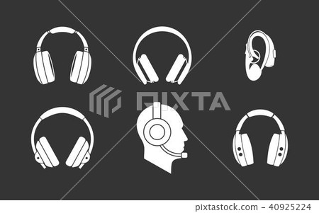 Headphones icon set grey vector 40925224