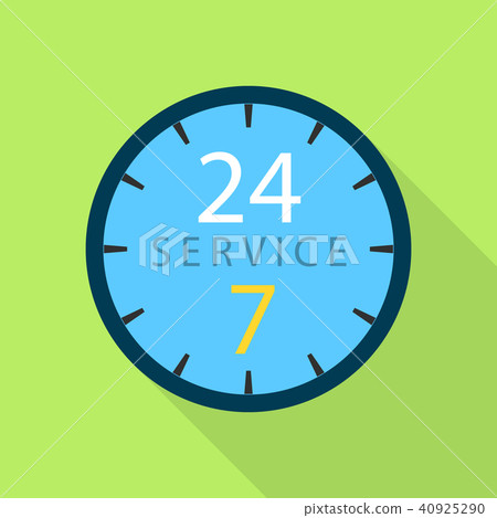 Service clock icon, flat style - Stock Illustration [40925290] - PIXTA