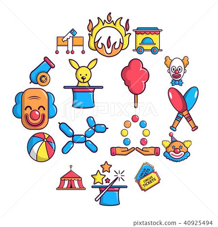 Circus icons set, cartoon style 40925494