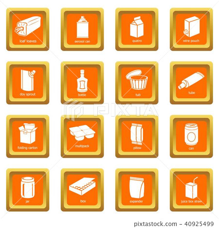 Package types icons set orange square vector - Stock Illustration ...