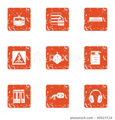 Data build icons set, grunge style Data build icons set, grunge style 40925518