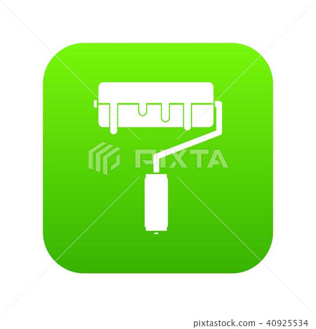 Paint roller with paint icon digital green 40925534