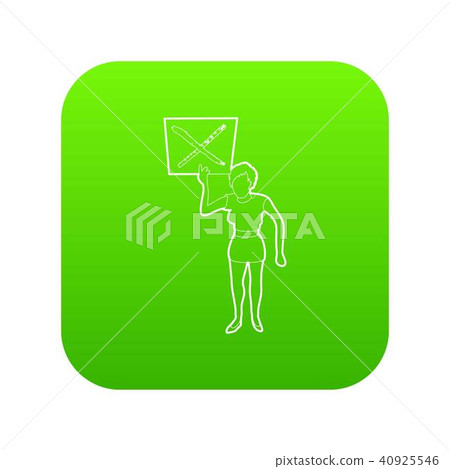 Woman protest with sign icon green vector 40925546