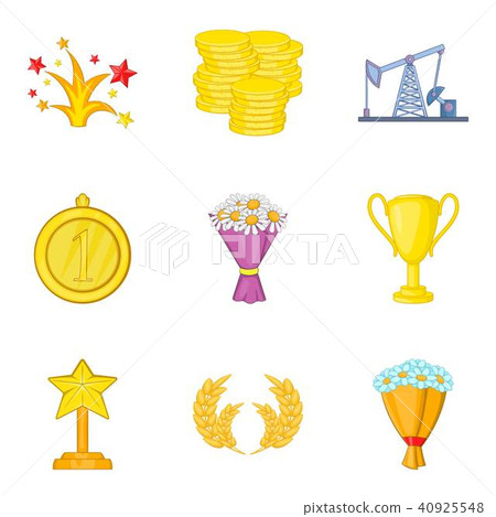 Winning success icons set, cartoon style 40925548