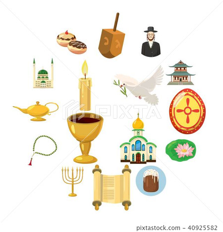 Religion icons set, cartoon style 40925582