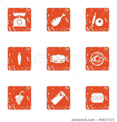 Measure food icons set, grunge style 40925735