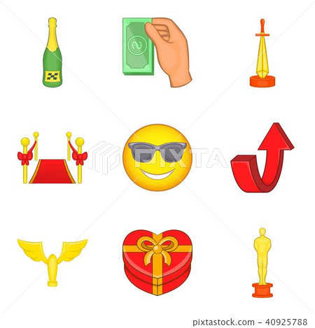 Honorary certificate icons set, cartoon style Honorary certificate icons set, cartoon style 40925788