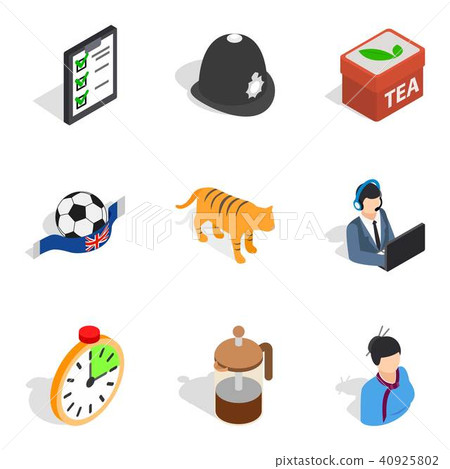 Solid health icons set, isometric style 40925802