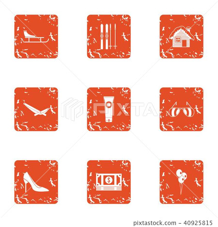 Rich garden icons set, grunge style Rich garden icons set, grunge style 40925815