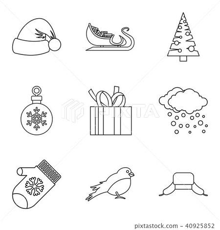 Numb icons set, outline style Numb icons set, outline style 40925852
