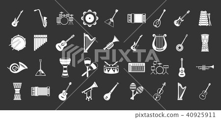 Musical instrument icon set grey vector Musical instrument icon set grey vector 40925911