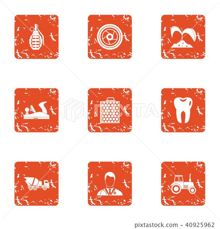 Aftermath of the war icons set, grunge style 40925962