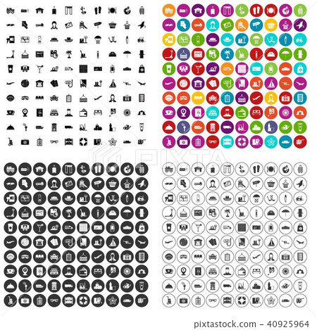 100 luggage icons set vector variant 40925964