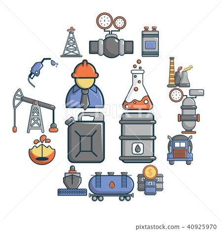 Oil industry icons set, cartoon style Oil industry icons set, cartoon style 40925970