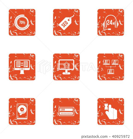 SEO calling icons set, grunge style 40925972